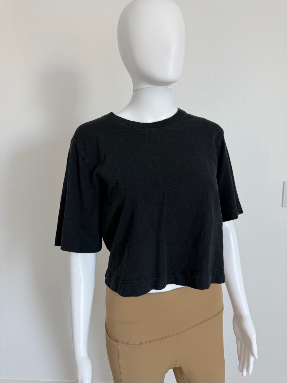 Maeve Black Cropped Crewneck Tee
